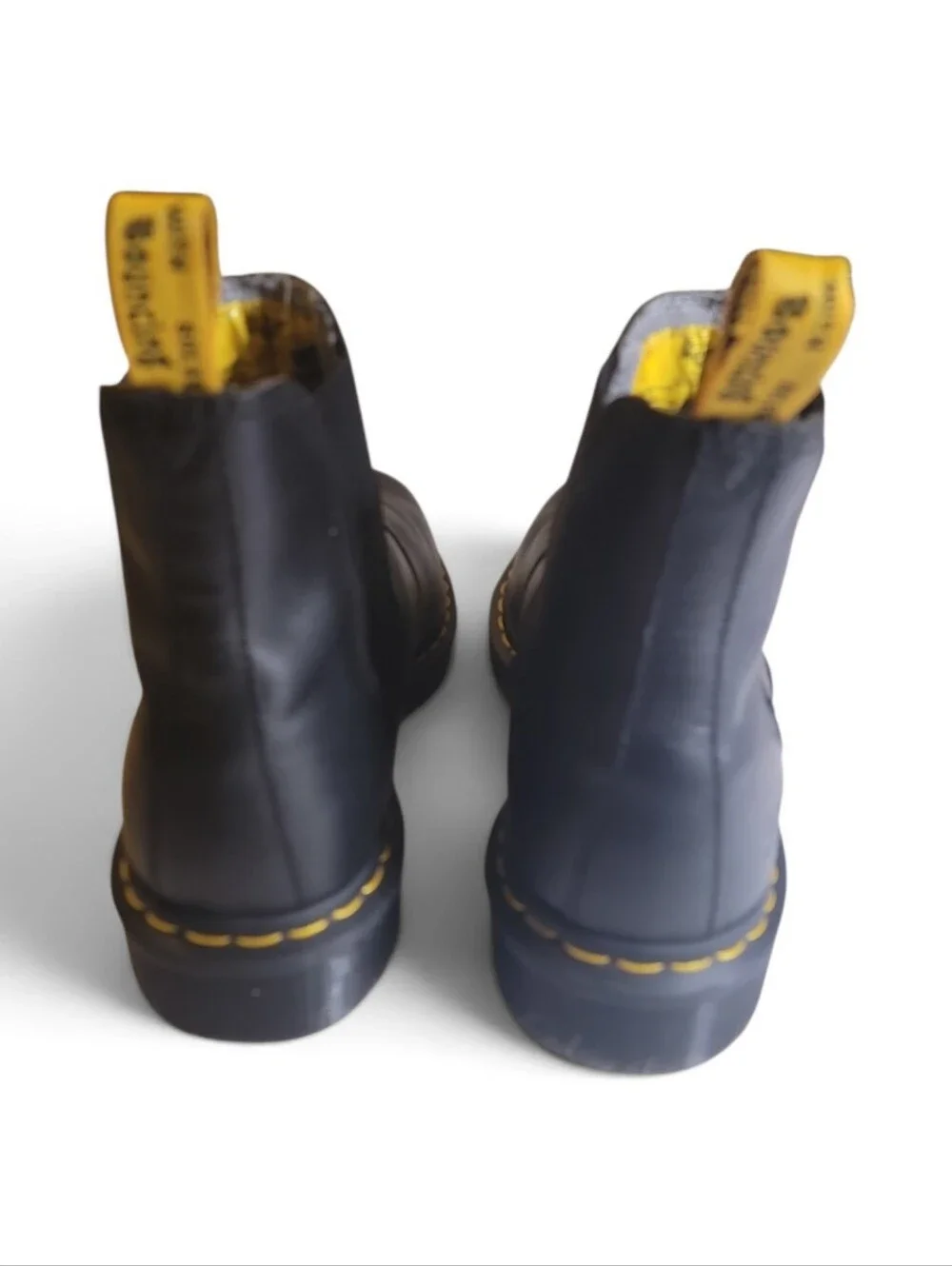 Dr. Martens SDM1594 Black Leather Chelsea Boots with Yellow Stitching Safety Toe